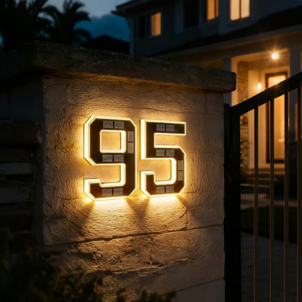 Xl Outdoor Lighting - New Solar Address Sign LED House
