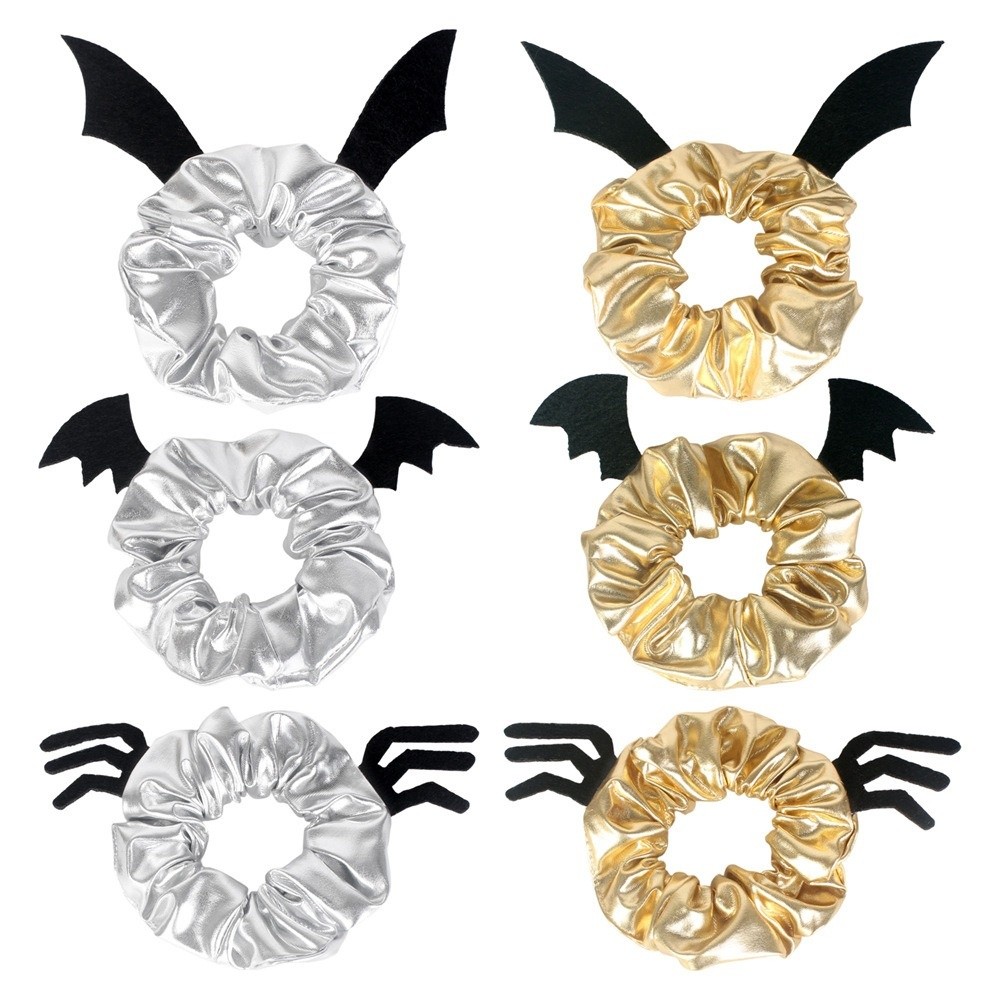 Outdoor Lighting Halloween - High Elastic Halloween Scrunchies Gold /