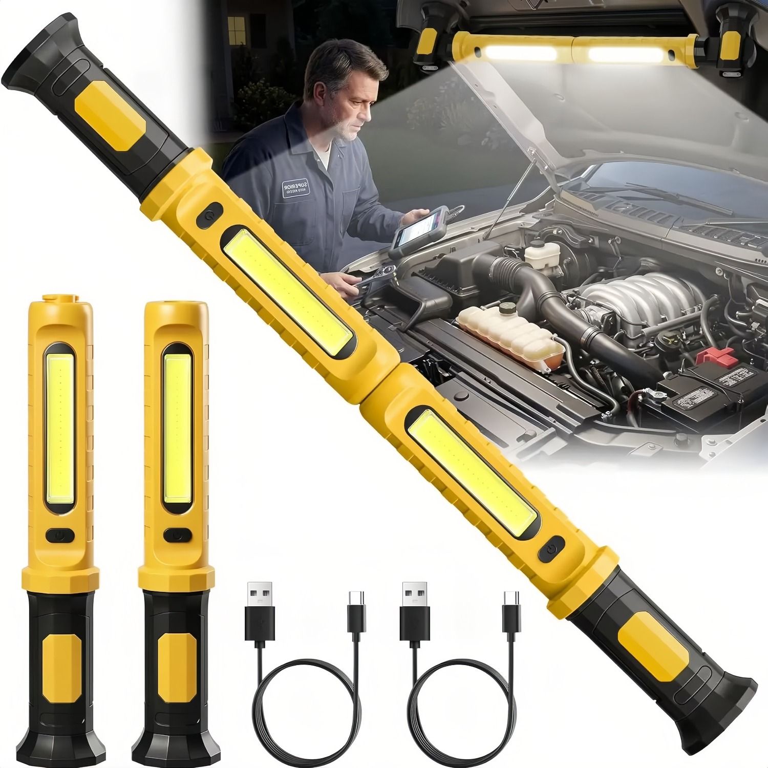 Outdoor Lighting Repair - 2-in-1 Multifunctional Magnetic Work Light Rechargeable