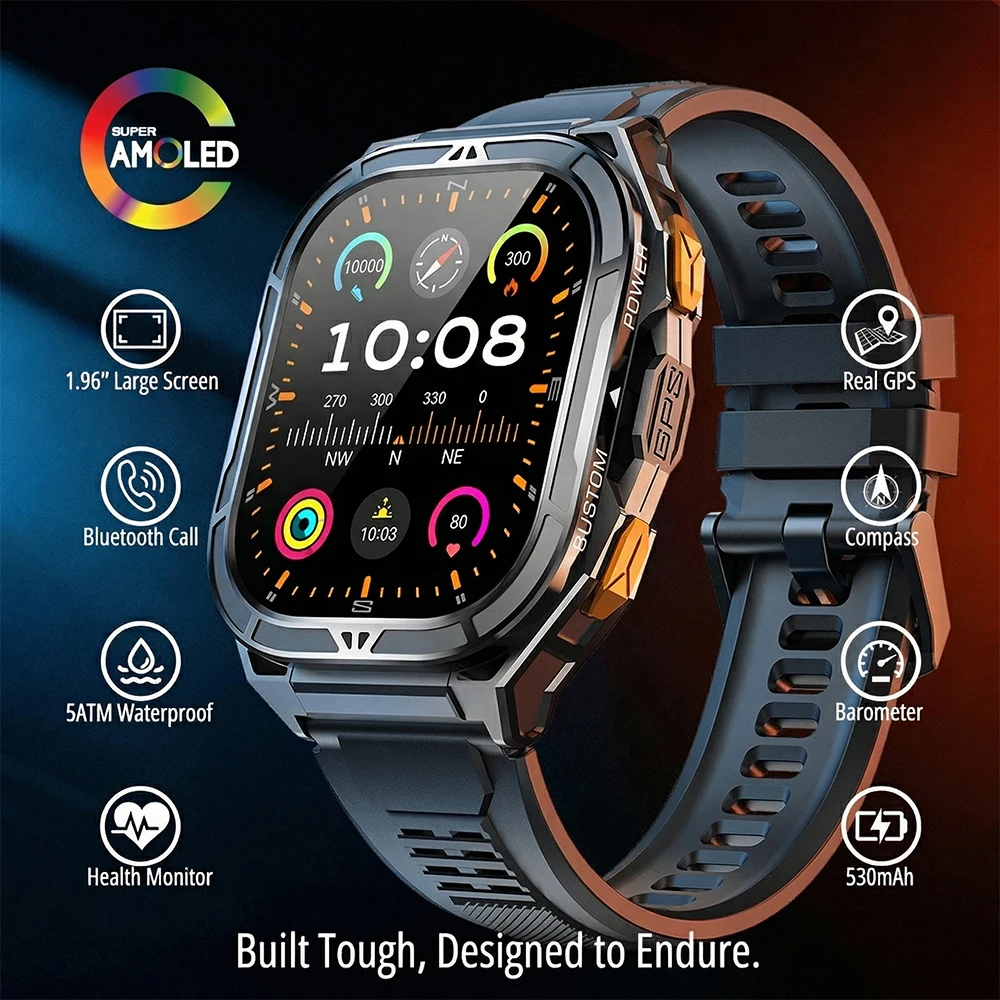 Outdoor Lighting Japanese - Luxury AMOLED Smartwatch Real GPS 5ATM
