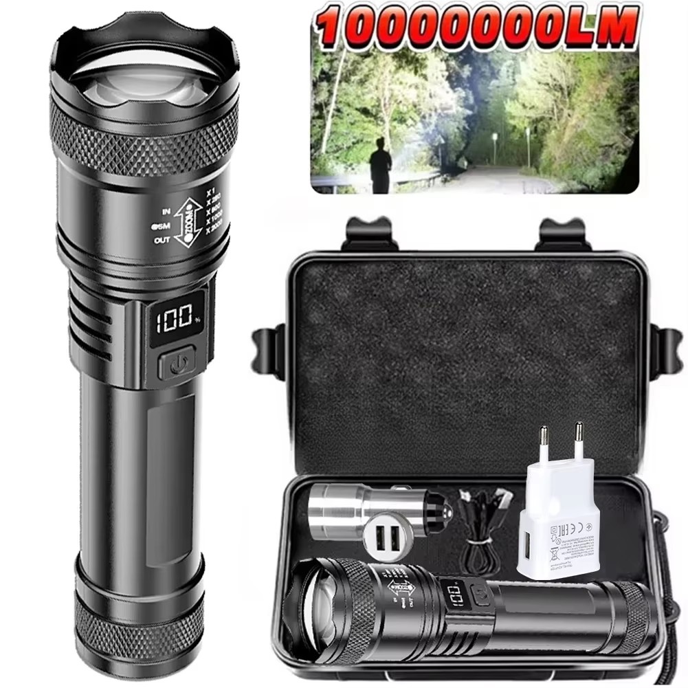 Outdoor Lighting Construction - Rechargeable LED Flashlight Zoomable Torch with