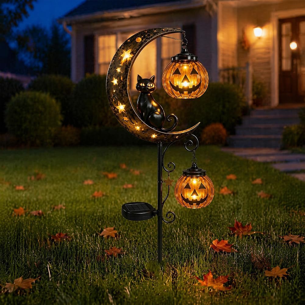 Solar Halloween Black Cat & Pu - đánh giá và giá Outdoor Lighting Halloween