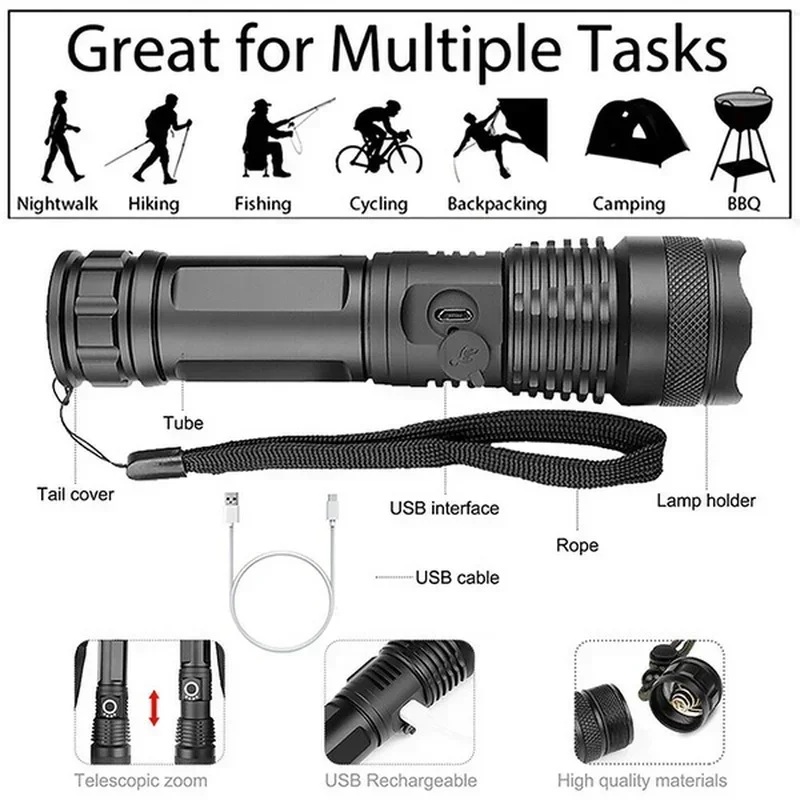 High Power XHP70 Led Flashligh - đánh giá và giá Outdoor Lighting Construction
